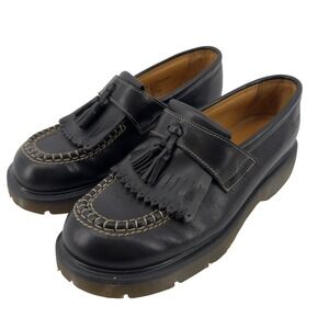Vtg Dr. Martens‎ Adrian Tassel Quad Platform Loafer Black Leather UK 7 M8/W9 Y2K